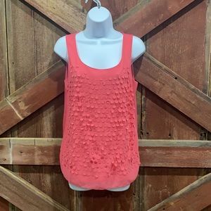 Ann Taylor Pink Blouse Tank Top, Circle Cutout, Size Small, Elegant!